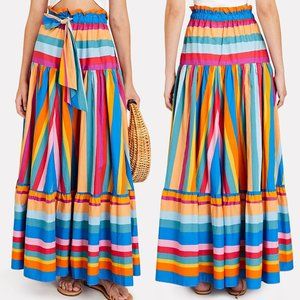 FARM RIO Striped Scarf 100% Cotton High Waist Full Length Maxi Skirt $185 M
